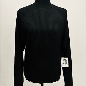 Jaclyn Smith Black Ribbed mock Neck Sweater